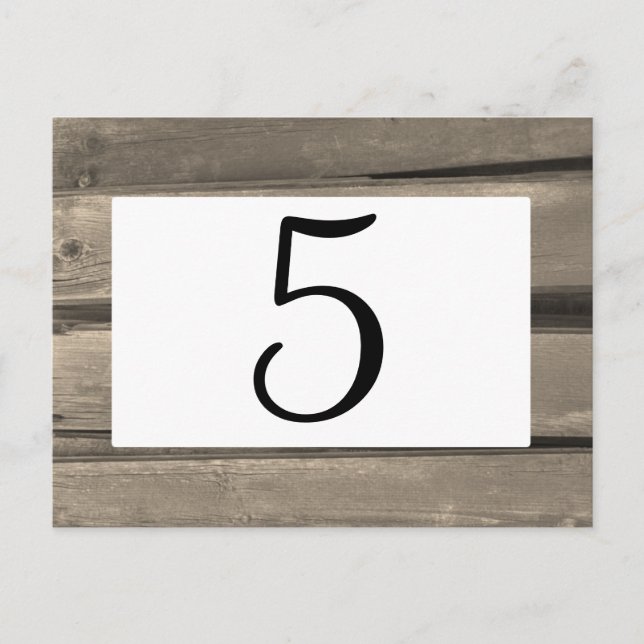 Rustic Country Barn Wood Wedding Table Number (Front)