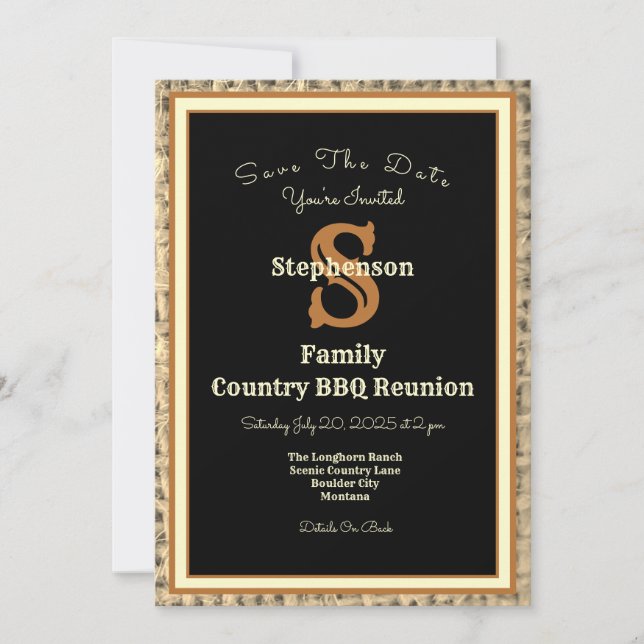 Rustic Country BBQ Reunion Invitation (Front)