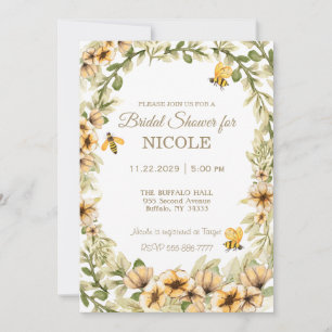 Rustic Country Bees Bridal Shower Invitation