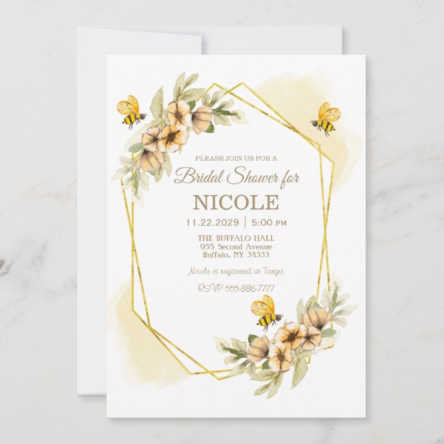 Rustic Country Bees Bridal Shower  Invitation (Front)