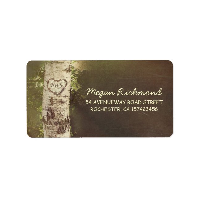 rustic country birch tree wedding address labels (Front)