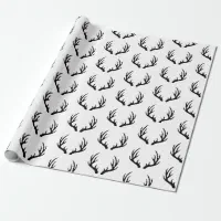 Holiday Gift Wrap - Antlers, Black