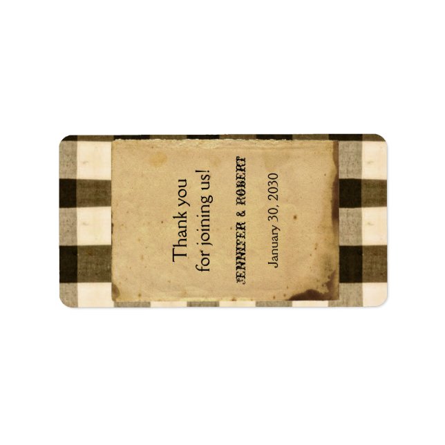 Rustic Country Black Sepia Wedding Lip Balm Label (Front)
