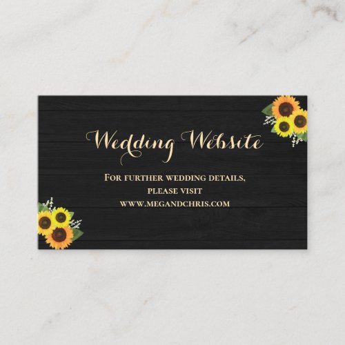 Rustic Country Black Sunflower Wedding Website Enclosure Card