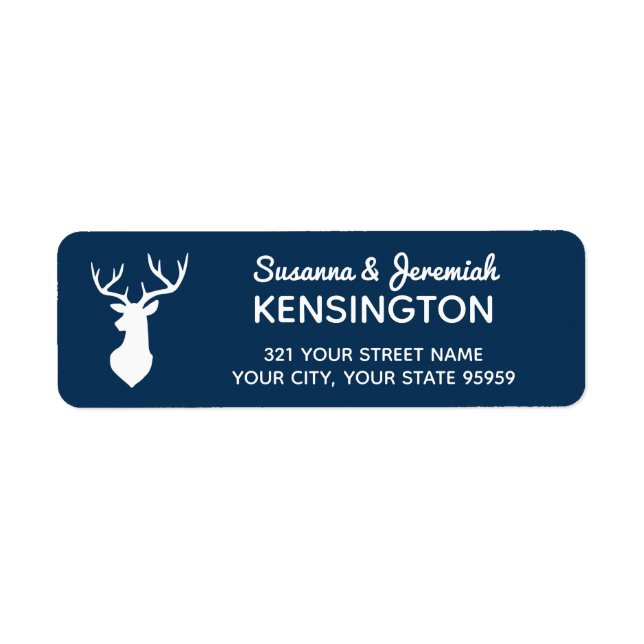 Rustic Country Blue and White Deer Label (Front)