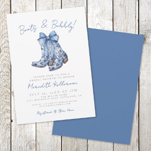 Rustic Country Blue Bow Bridal Shower Invitation