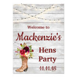Rustic Country Boho Hens Party Marsala Welcomesign Photo Print at Zazzle