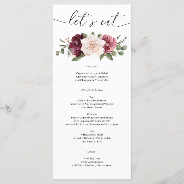 bridal shower menu template