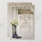 Rustic Country Boot with Daisies Bridal Shower Invitation (Front/Back)