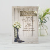 Rustic Country Boot with Daisies Bridal Shower Invitation (Standing Front)