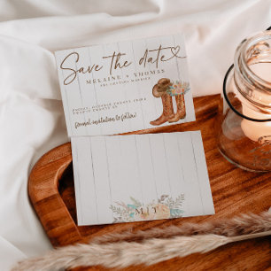 Rustic Country Boots and Hat Floral Save the Date Enclosure Card