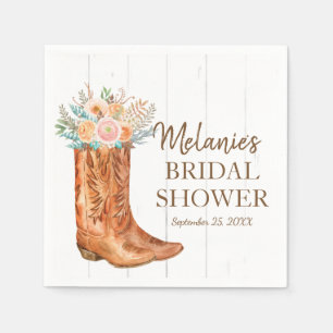 Rustic Country Boots Bridal Couples Shower Party Napkins