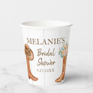Rustic Country Boots Bridal Shower Custom Paper Cups