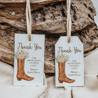 Rustic Country Boots Bridal Shower Thank You Gift Tags