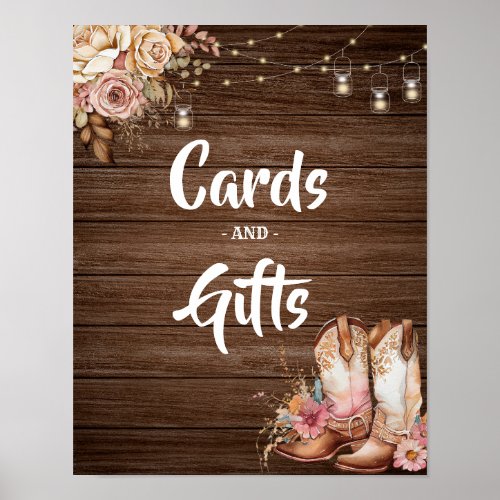 Rustic Country Boots Cowgirl Birthday Cards Gifts Poster