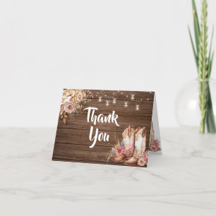 Rustic Country Boots Cowgirl Birthday Folded Letterpress Thank You Card