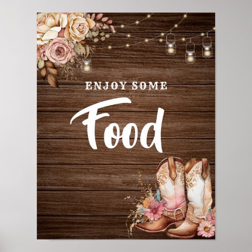 Rustic Country Boots Cowgirl Birthday Food Sign