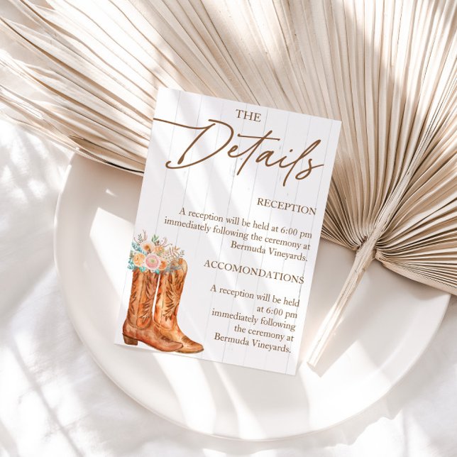 Rustic Country Boots & Hat Bridal Shower Details Enclosure Card (Creator Uploaded)