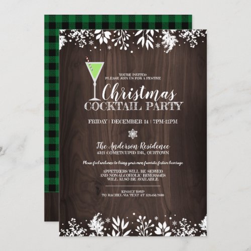 Rustic Country Botanical Christmas Cocktail Party Invitation