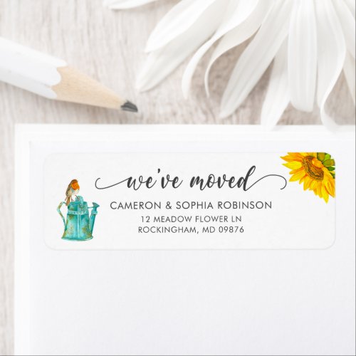 Rustic Country Botanical Sunflowers Weve Moved Label