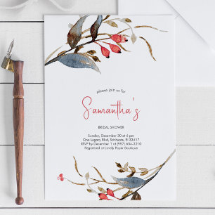 Rustic Country Bridal Shower Botanical Watercolor Invitation