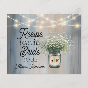 Rustic Country Bridal Shower Recipe Card Sheet