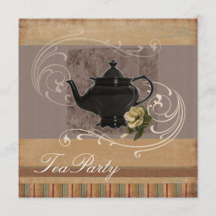 Rustic Country Bridal Shower Tea Party Invitation