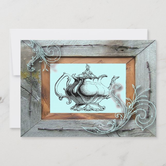 Rustic Country Bridal Shower Tea Party Invitation (Front)