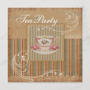 Rustic Country Bridal Shower Tea Party Invitation