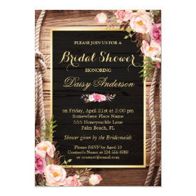 Rustic Country Bridal Shower Wood Knot Floral Wrap Card