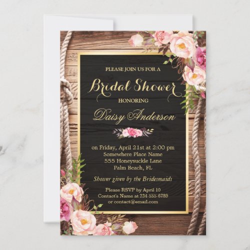Rustic Country Bridal Shower Wood Knot Floral Wrap Card