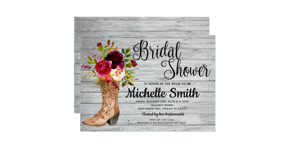 Rustic Country Bridal Western Boho Bridal Shower Invitation