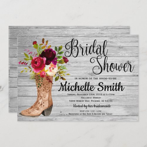 Rustic Country Bridal Western Boho Bridal Shower Invitation