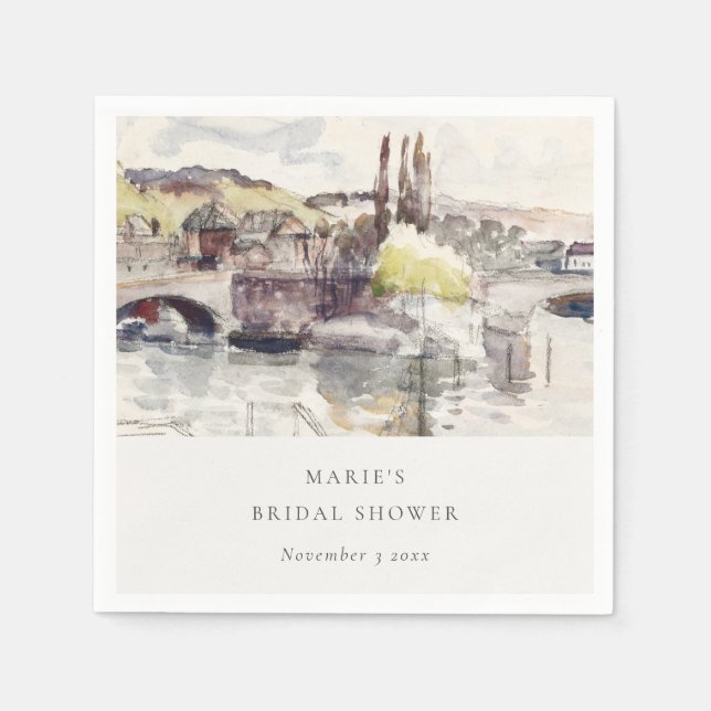 Rustic Country Bridge Riverside Bridal Shower Napkins (Front)