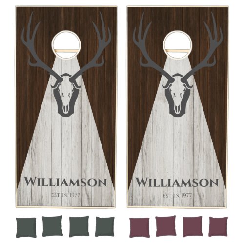 Rustic country brown white wood antlers  cornhole set