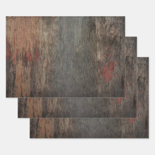 Rustic Country Brown Wood Grain Wrapping Paper Sheets