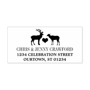 Rustic Country Buck and Doe Return Address Rubber Stamp