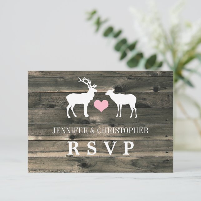Rustic Country Buck and Doe RSVP Announcement (Standing Front)