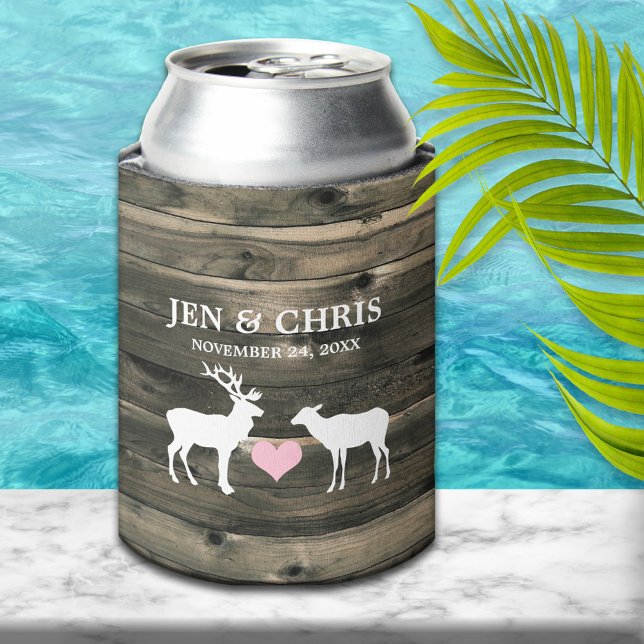 Rustic Country Buck and Doe Wedding Favor Can Cooler (Creator Uploaded)