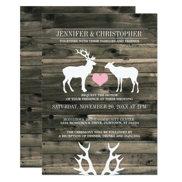 Rustic Country Buck And Doe Wedding Invitation