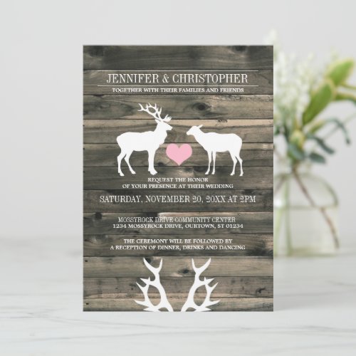 Rustic Country Buck and Doe Wedding Invitation