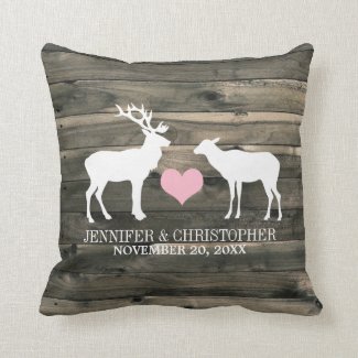 Rustic Country Buck and Doe Wedding Pillow