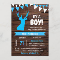 Rustic Country Buck Deer BOY Baby Shower Invites