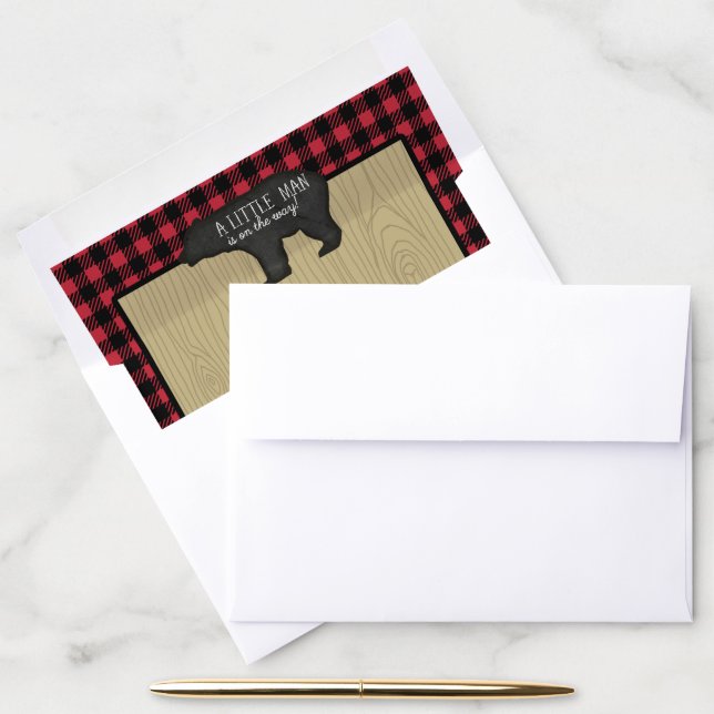 Rustic Country Buffalo Check Plaid n Boy Bear Envelope Liner (Desk)