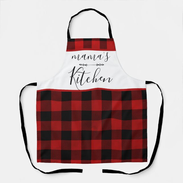 Rustic Country Buffalo Plaid Kitchen Cooking Apron (Front)