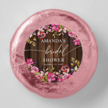 Rustic Country Burgundy Pink Flowers Bridal Shower