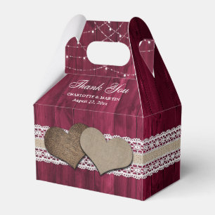Rustic Country Burgundy Wedding Thank You Favor Boxes