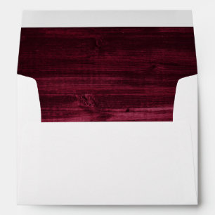 Rustic Country Burgundy Wood Lined Wedding Envelope