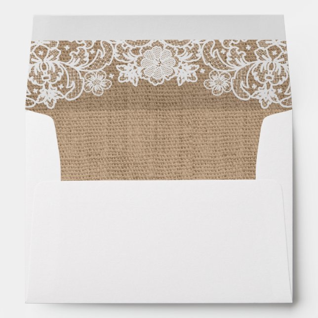 Rustic Country Burlap and Lace Lined Envelope (Back (Bottom))