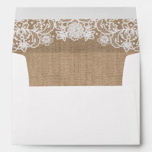 Rustic Country Burlap and Lace Lined Envelope